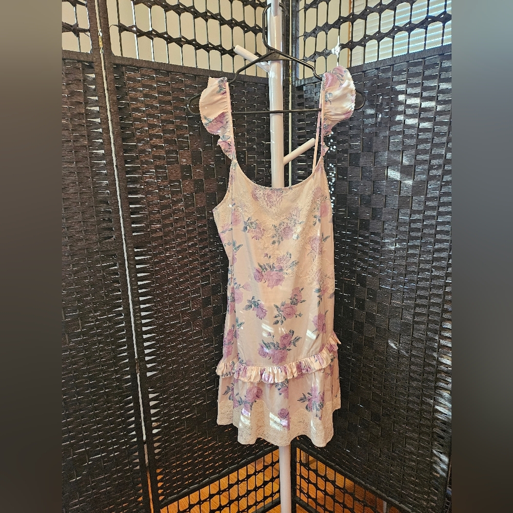 LoveShackFancy Pastel Floral Dress with Lace
